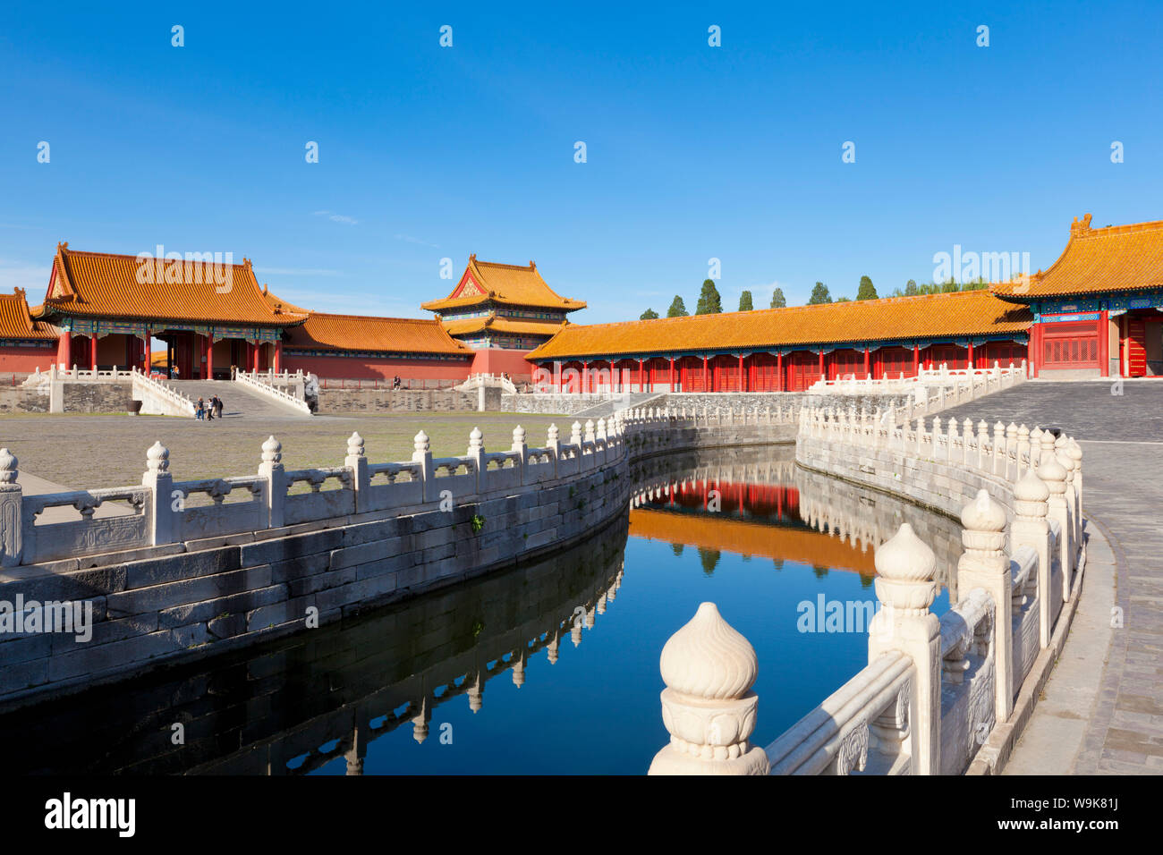 L'eau d'or intérieure qui traverse la cour extérieure, la Cité Interdite complexe, Beijing, Chine, Asie Banque D'Images