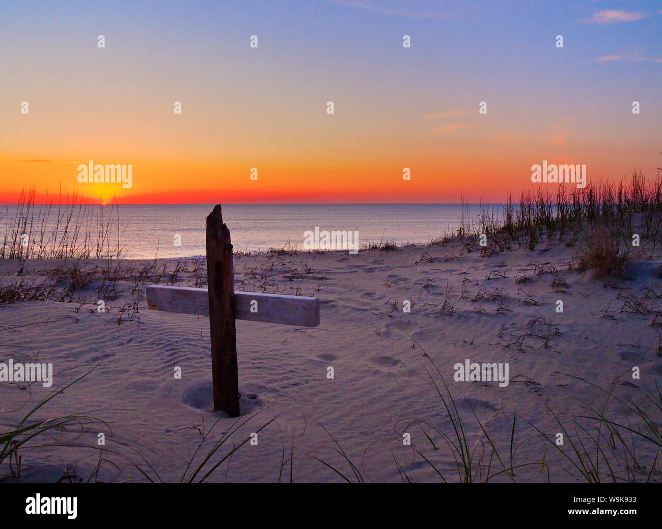 Memorial, plage de Coquina, Bodie Island, Cape Hatteras National Seashore, baleine, North Carolina, USA Banque D'Images