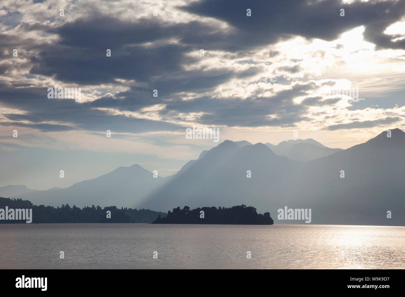 Le lever du soleil, Stresa, Lac Majeur, les lacs italiens, Piedmont, Italy, Europe Banque D'Images