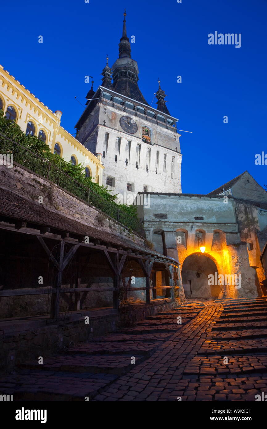Tour de l'horloge, Sighisoara, UNESCO World Heritage Site, Transylvanie, Roumanie, Europe Banque D'Images