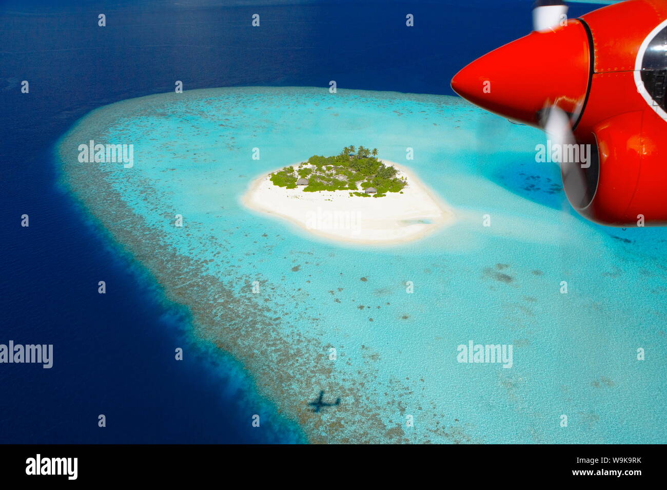 Vue de l'avion de Male Atoll, Maldives, océan Indien, Asie Banque D'Images