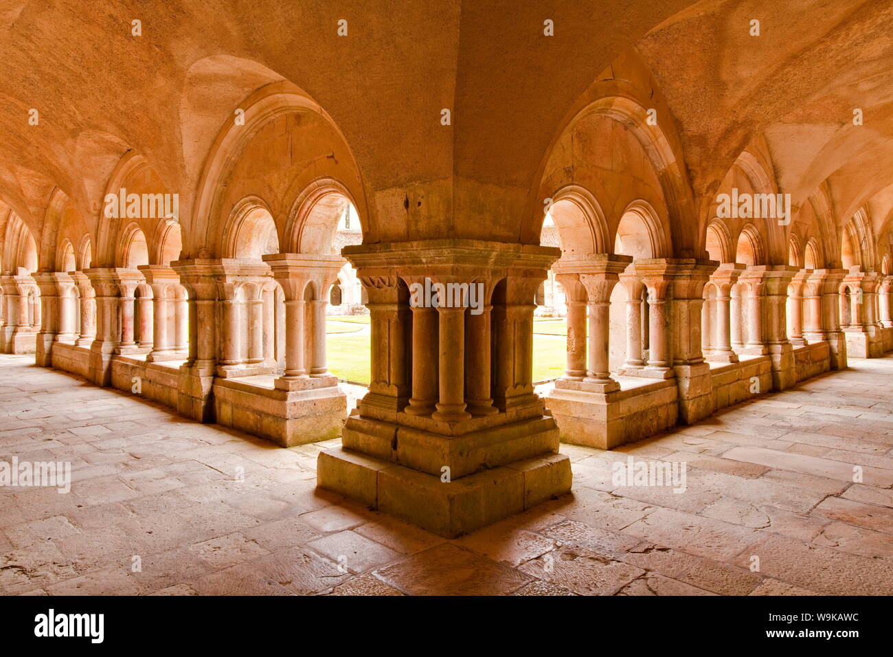 Le cloître de l'abbaye de Fontenay, site classé au patrimoine mondial, la Côte d'Or, Bourgogne, France, Europe Banque D'Images