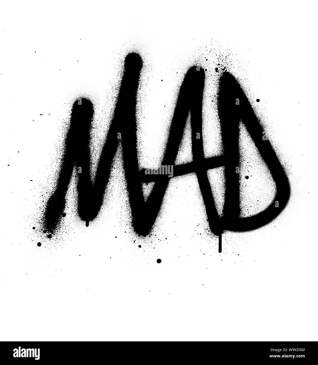 Mad graffiti mot pulvérisé en noir sur fond blanc Illustration de Vecteur