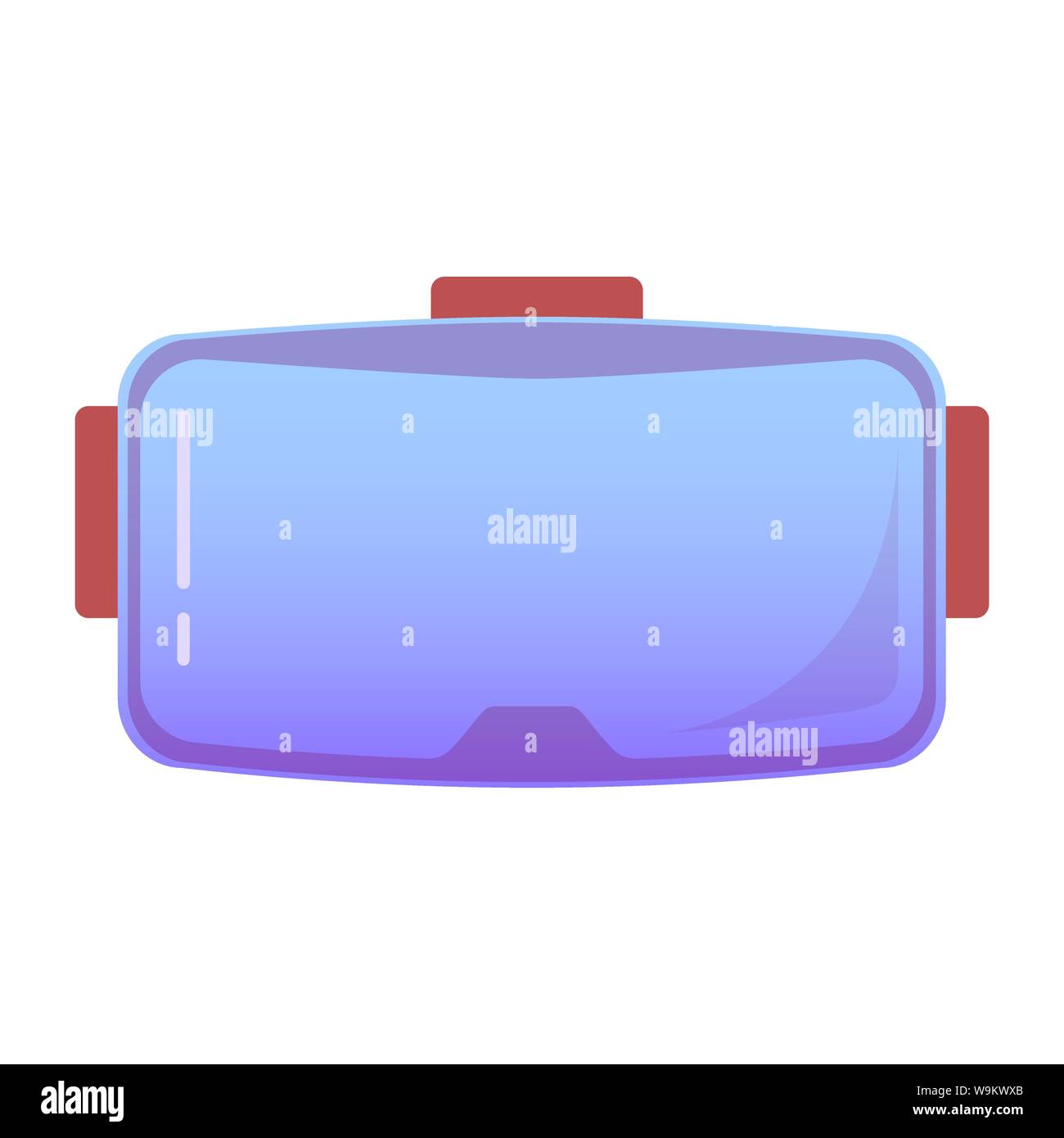 Casque de réalité virtuelle VR, glasse sur un arrière-plan lumineux, isolé dans l'icône de télévision couleurs rouge et lilas Illustration de Vecteur