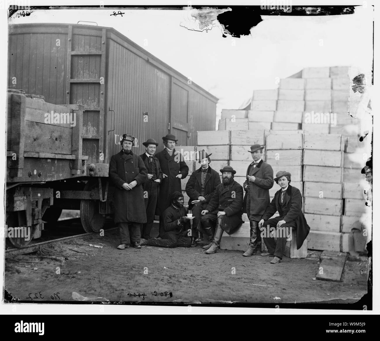Aquia Creek Landing, Va. greffiers de l'Economat Depot par chemin de fer et les caisses d'emballage Résumé : Guerre civile sélectionné des photographies, 1861-1865 Banque D'Images