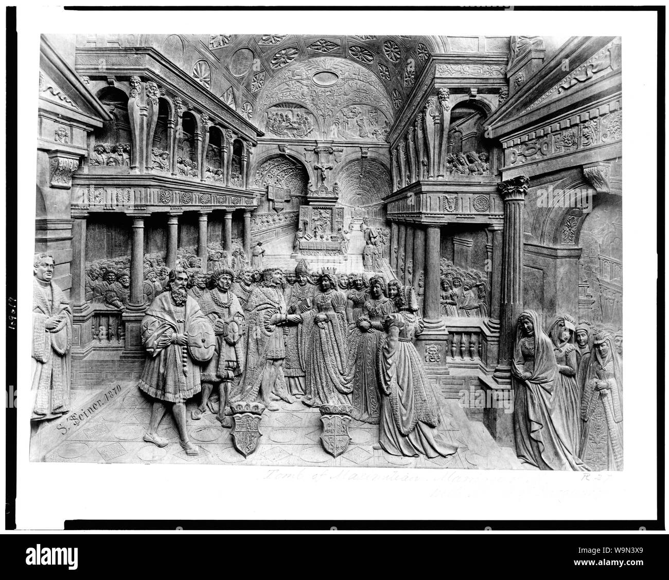 Bas-relief de la tombe de Maximilien I, représentant le mariage de Maximilien et de Marie de Bourgogne Banque D'Images