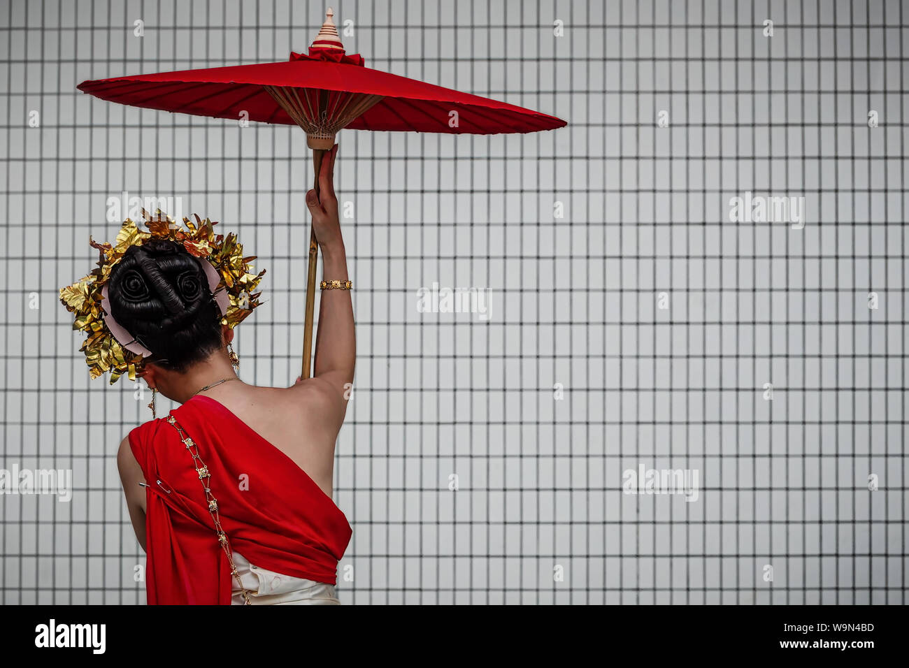 Un danseur traditionnel de Thialand effectue lors d'un festival à Tokyo, Japon. Banque D'Images