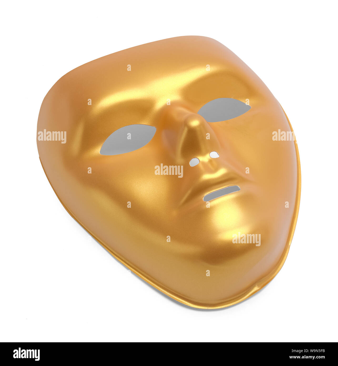 Masque d'or cut Out sur blanc. Banque D'Images