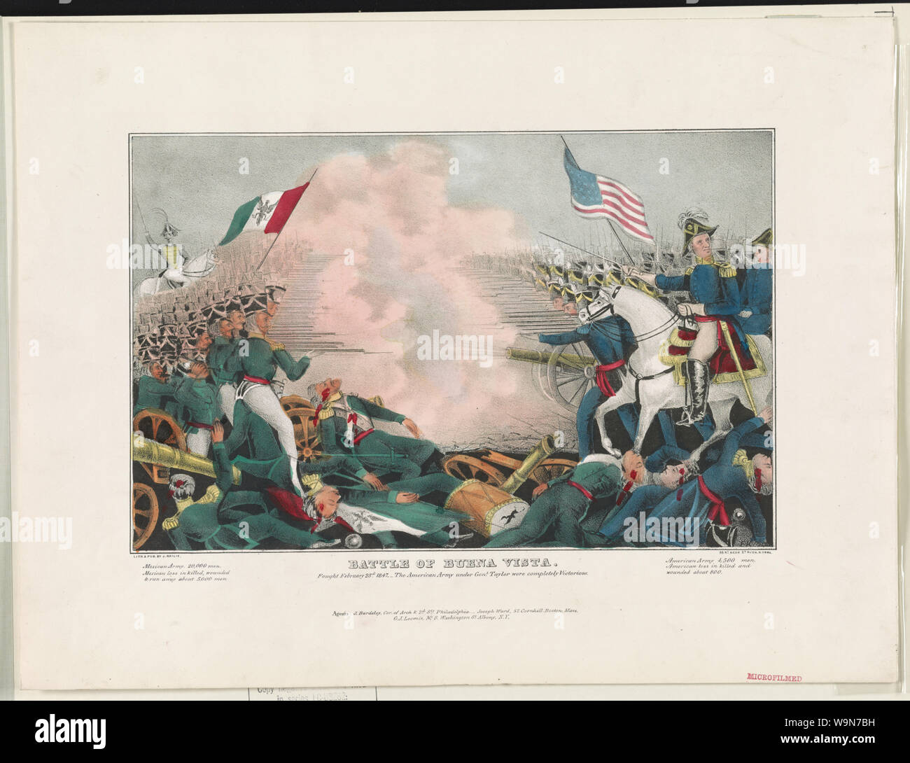 Bataille de Buena Vista--battus February 23d, 1847--l'armée américaine dans le cadre général. Taylor étaient complètement victorieux / lith. & Pub. par J. Bailie (sic), N. York. Banque D'Images