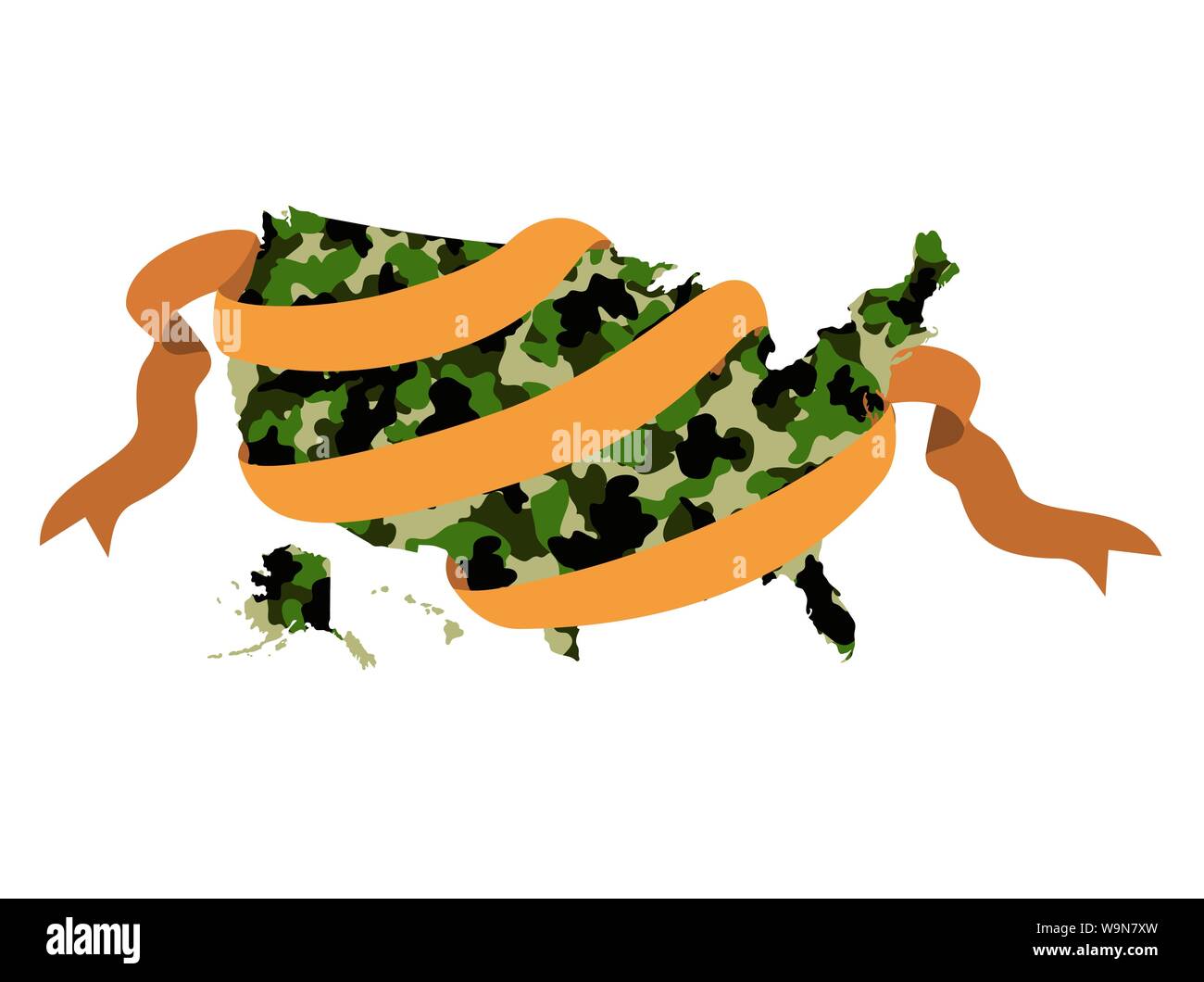 United States map avec icône texture militaire Illustration de Vecteur