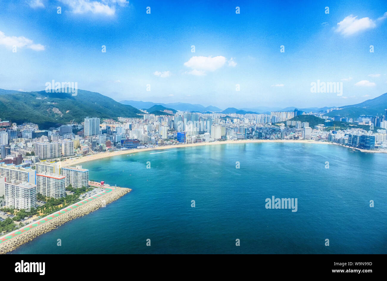 Aeril Voir l'été ensoleillé de Gwangalli Beach, Busan, Corée du Sud, en Asie. Banque D'Images