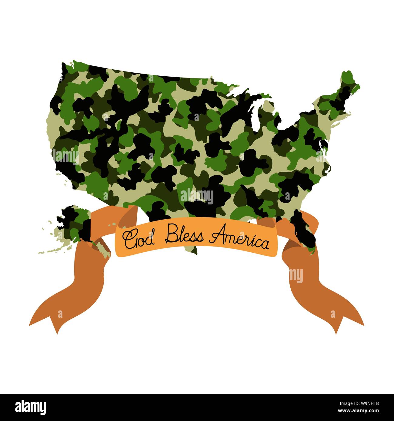 United States map avec icône texture militaire Illustration de Vecteur