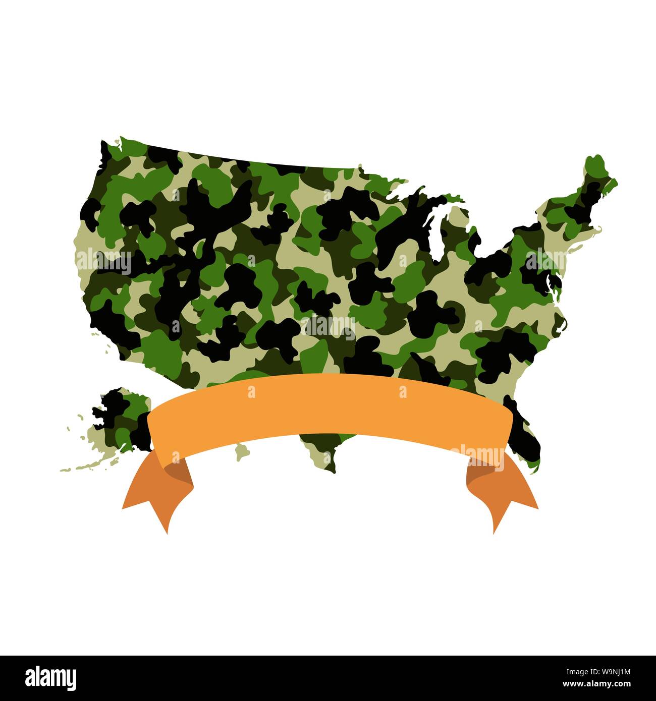 United States map avec icône texture militaire Illustration de Vecteur