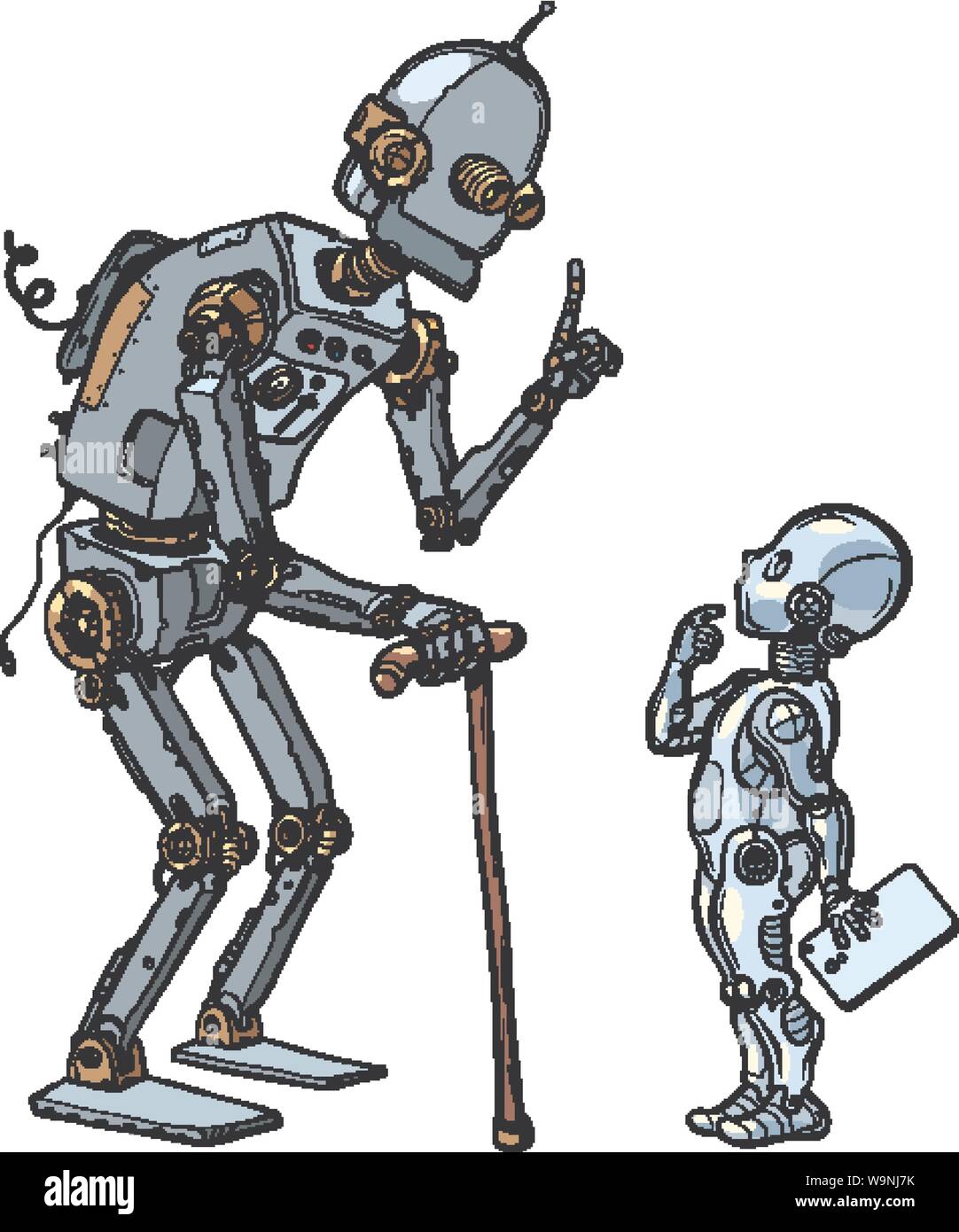 Ancien et nouveau robot Illustration de Vecteur