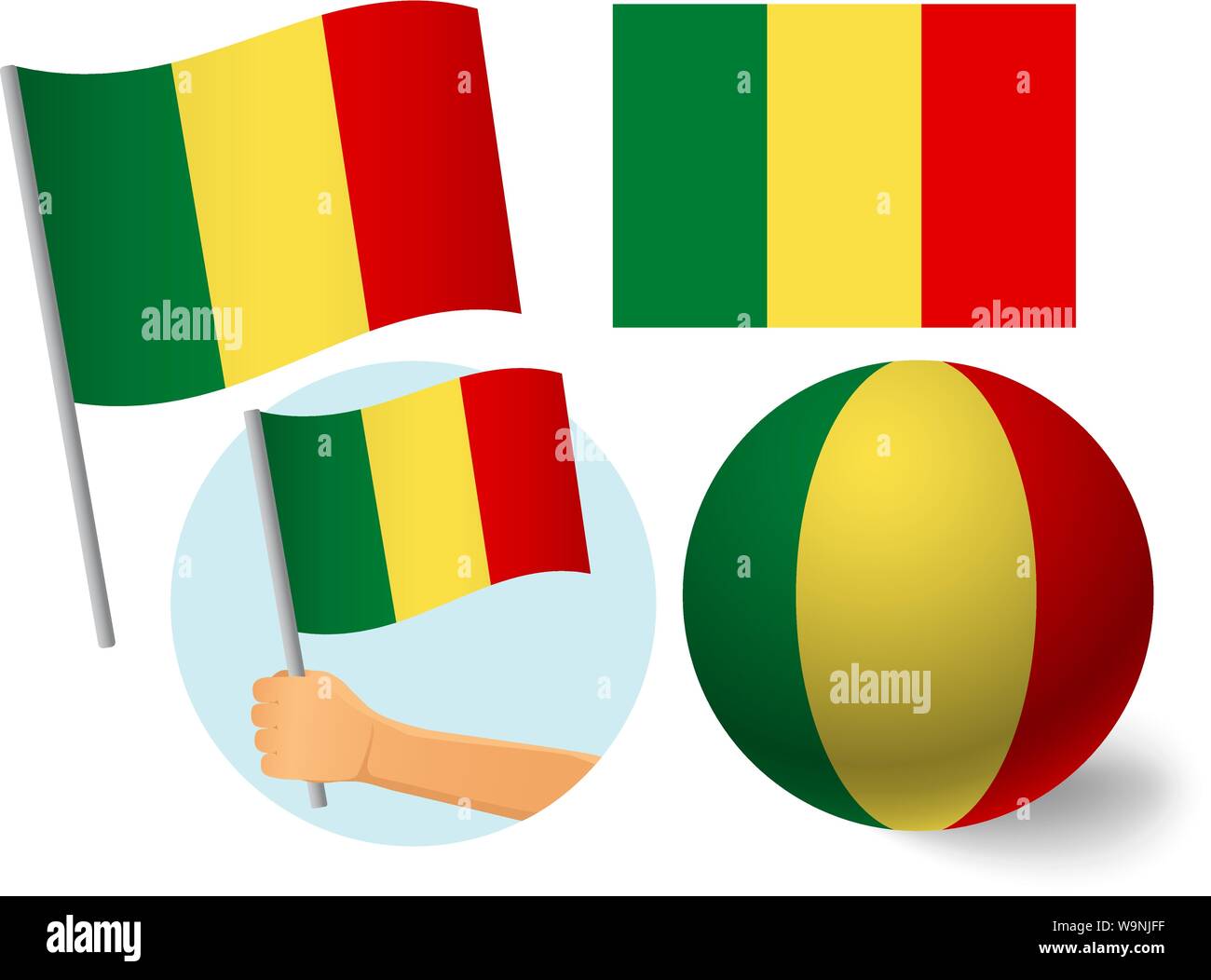 Drapeau Mali icon set. Drapeau national du Mali vector illustration Illustration de Vecteur
