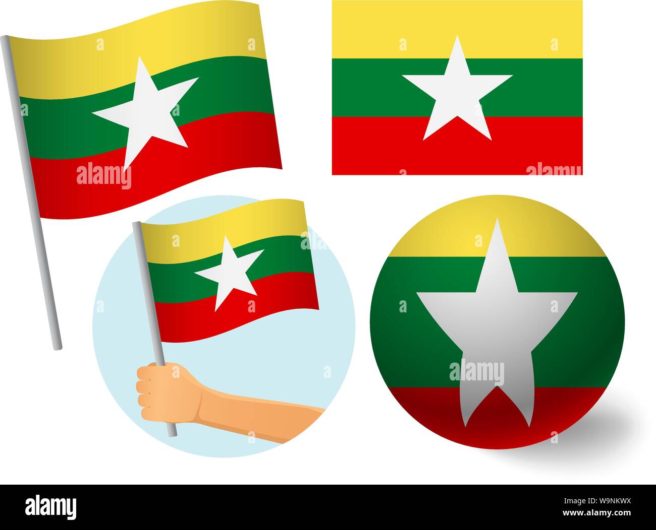 L'icône du drapeau du Myanmar. Drapeau national du Myanmar vector illustration Illustration de Vecteur