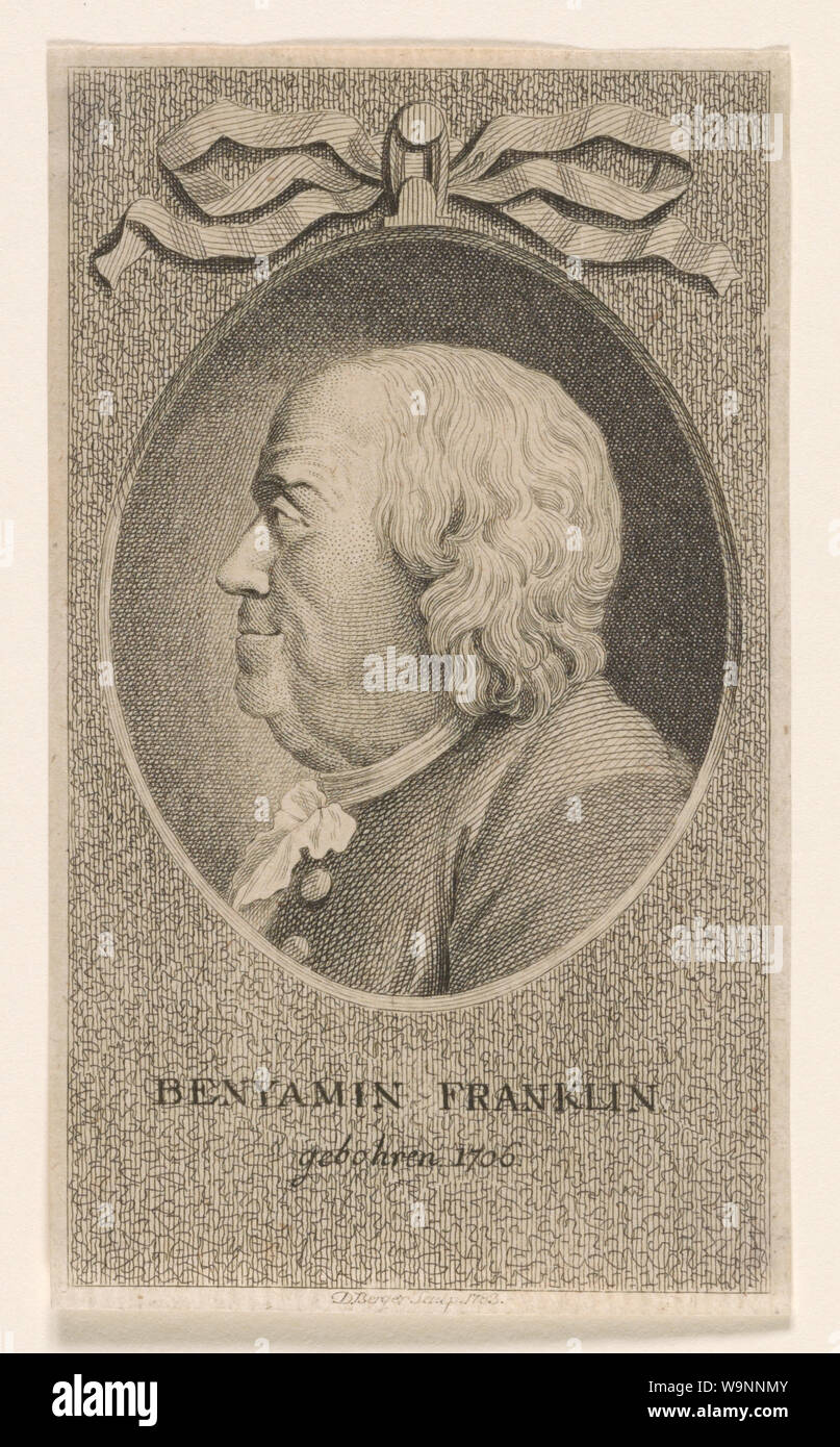 [Sic] Benjamin Franklin 1706 gebohren / D. Berger. sculptures, 1783. Banque D'Images