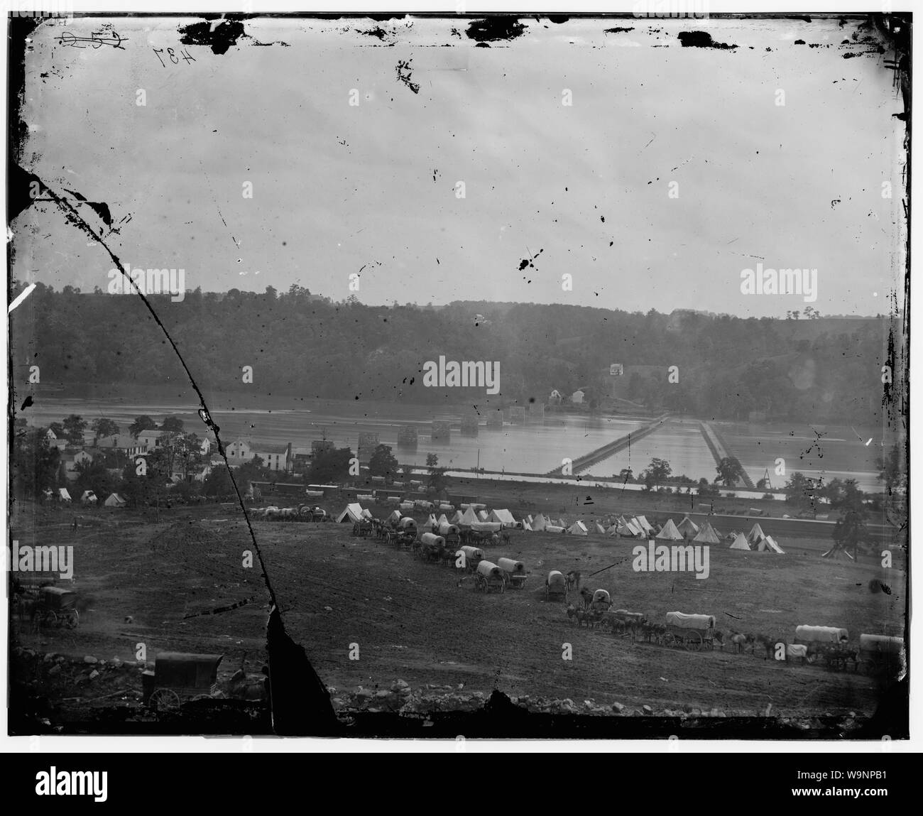 Berlin (maintenant au Nouveau-Brunswick), Md. ponton et ruines du pont de pierre Résumé : Guerre civile sélectionné des photographies, 1861-1865 Banque D'Images