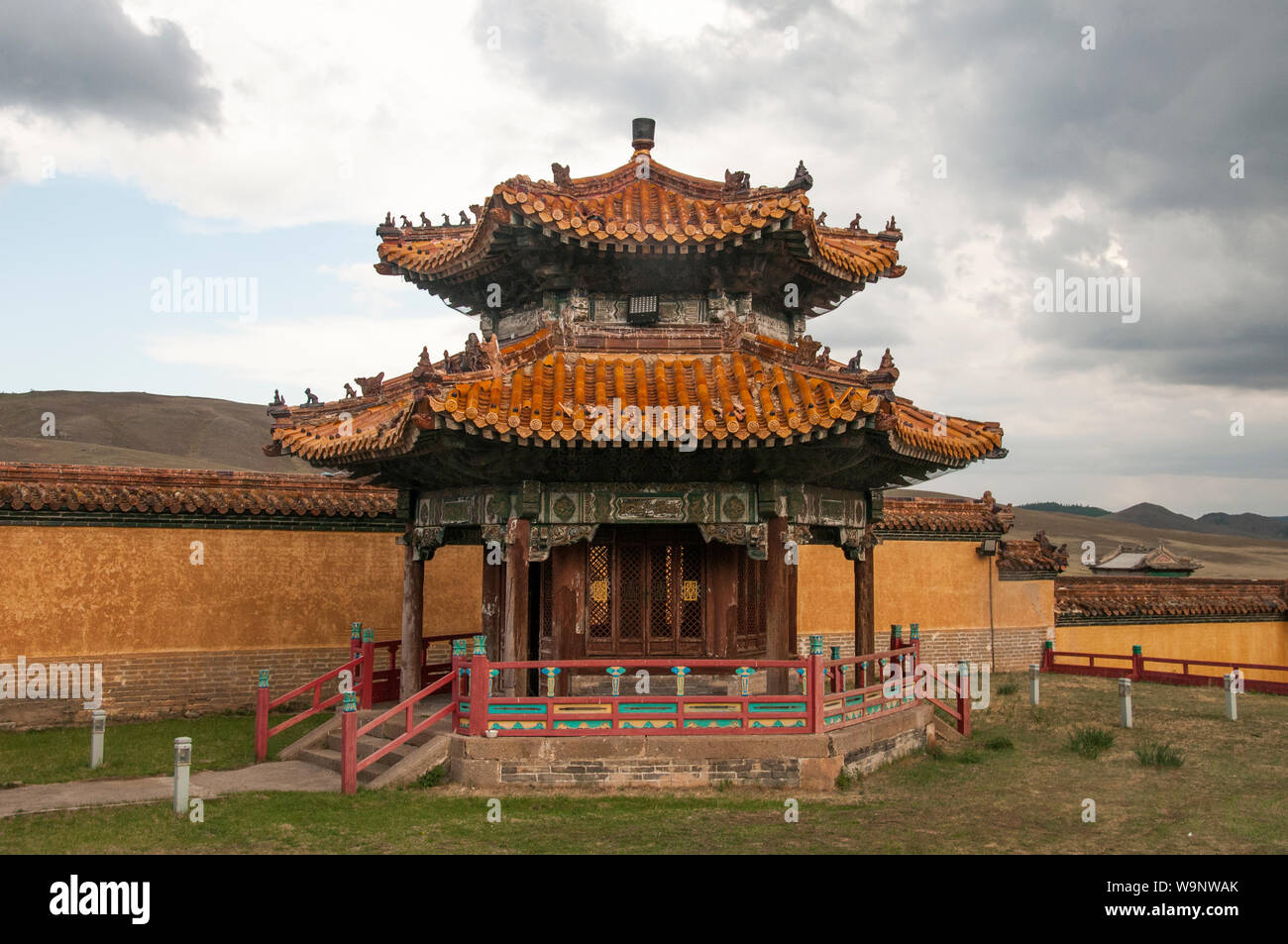 L'inspiration Mandchou Amarbayasgalant Khiid, au xviiie siècle un monastère bouddhiste dans la télécommande, de la vallée de l'Orkhon aimag Selenge, dans le nord de la Mongolie Banque D'Images