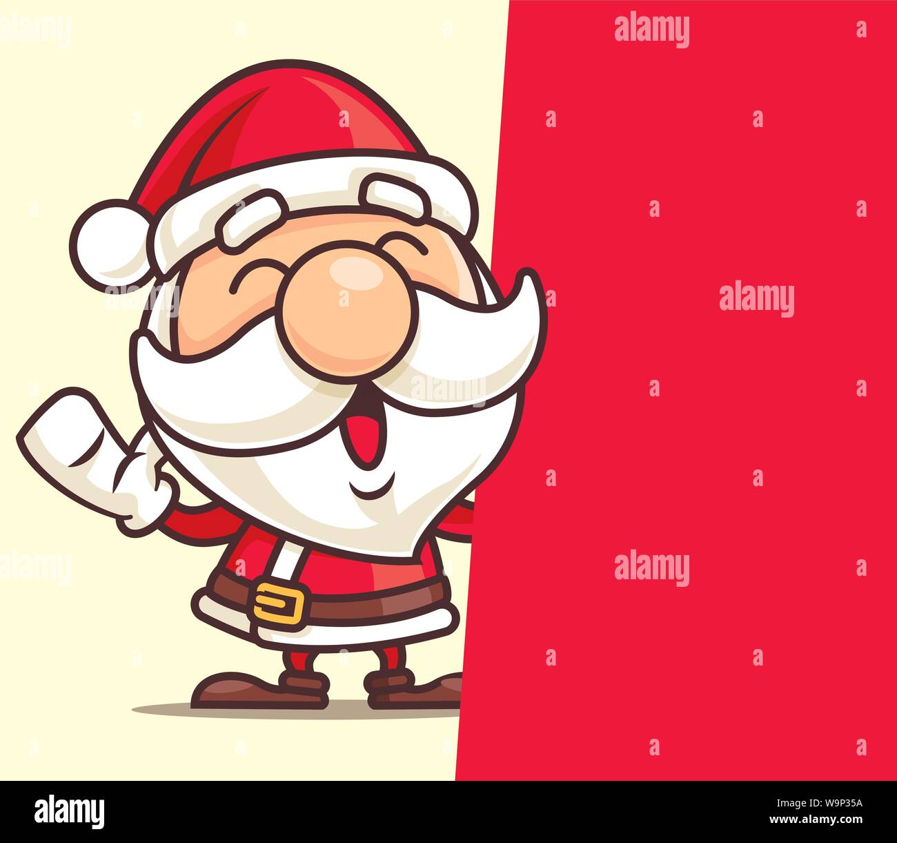Joyeux Noel Pere Noel Avec Grande Pancarte Rouge Caractere Vectoriel Image Vectorielle Stock Alamy