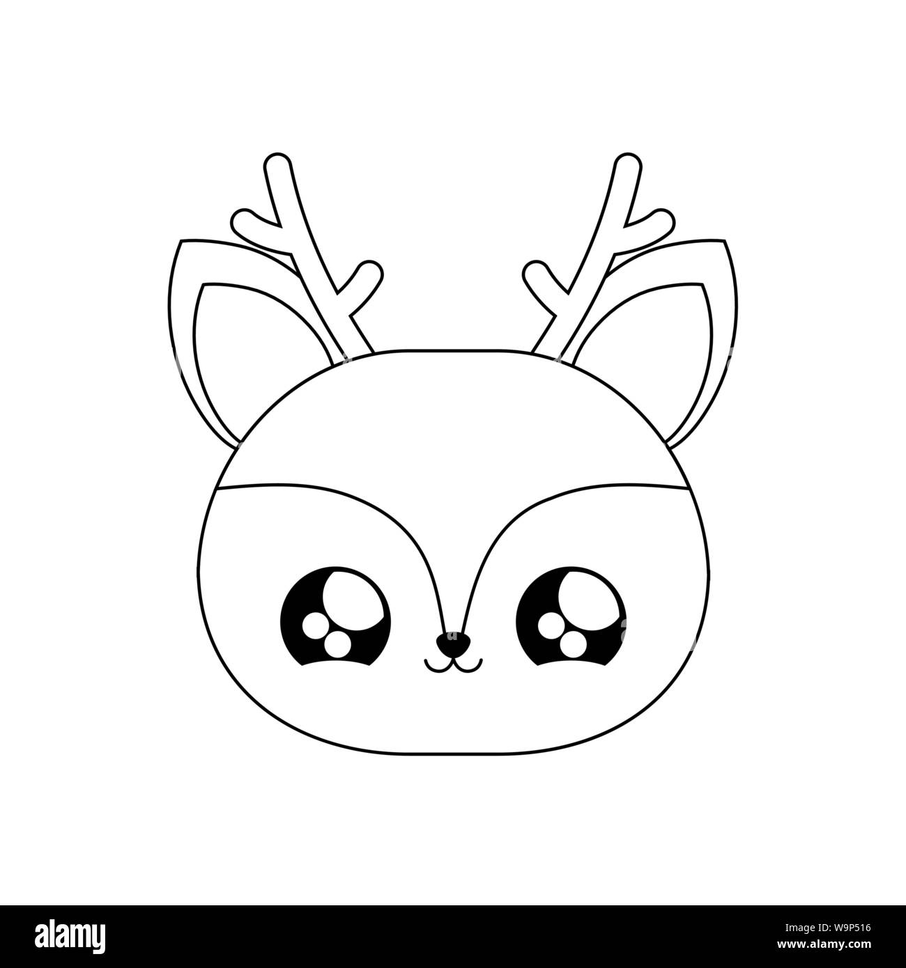 Style Kawaii Cute Face A Rennes Image Vectorielle Stock Alamy