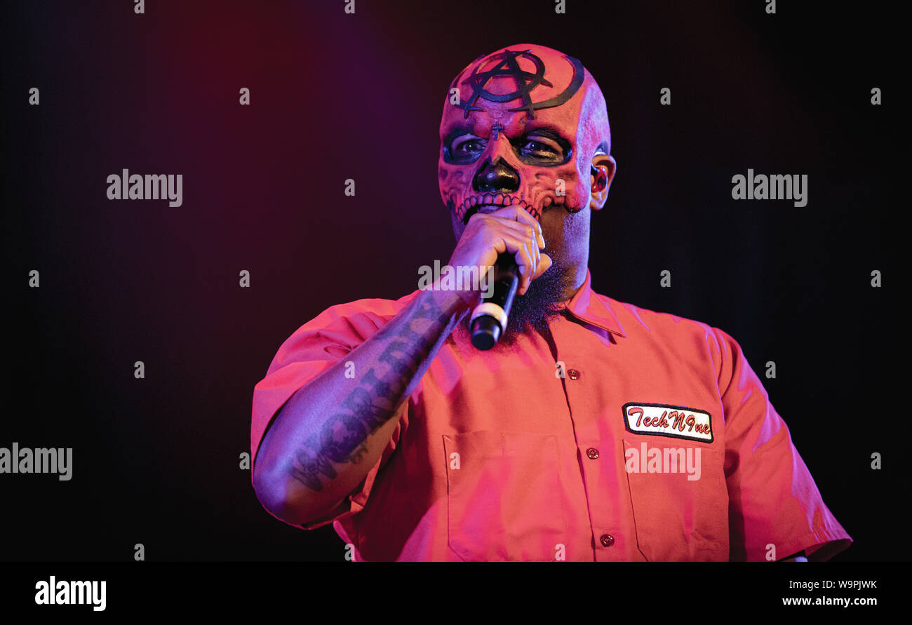 Copenhague, Danemark. 14Th Aug 2019. Le rappeur américain et le parolier Tech N9ne procède à un concert live à Pumpehuset à Copenhague. (Photo crédit : Gonzales Photo/Bransholm Nikolaj/Alamy Live News). Banque D'Images