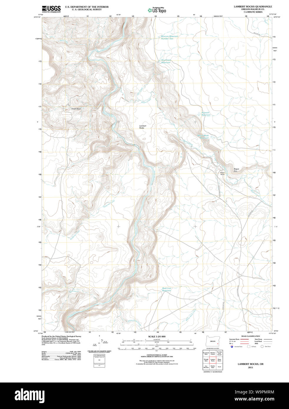 Carte de l'USGS Topo Oregon Lambert Rocks 20110819 Restauration TM Banque D'Images