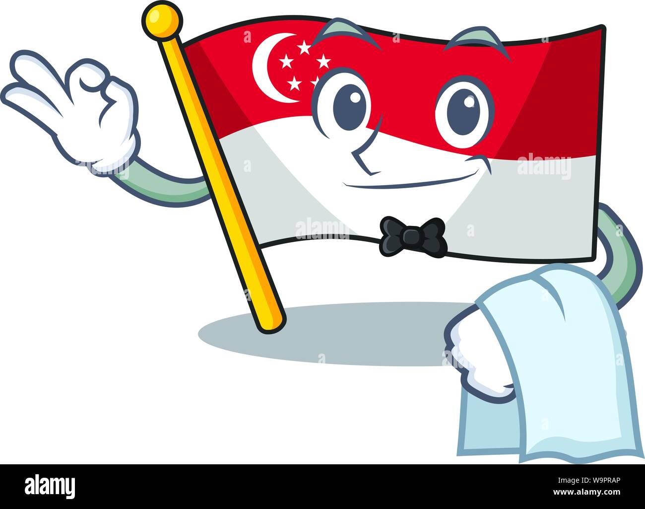 Drapeau de serveur avec le caractère isolé de Singapour Illustration de Vecteur