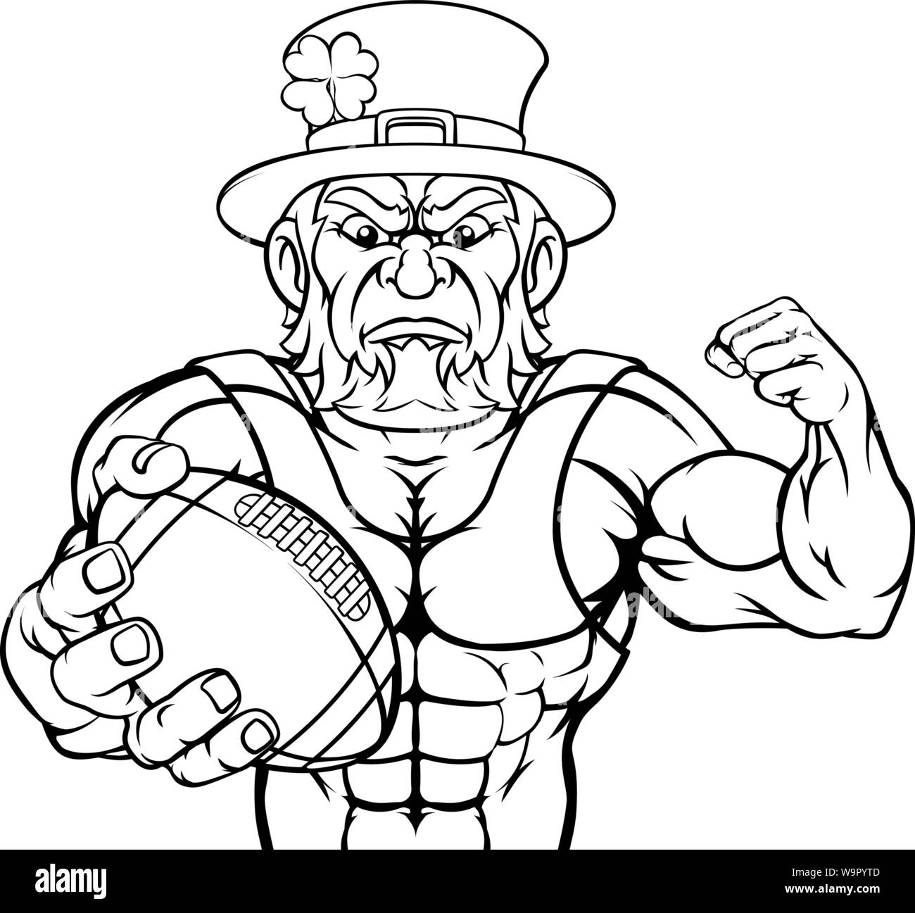 Leprechaun Holding Football Sports de ballon Mascot Illustration de Vecteur