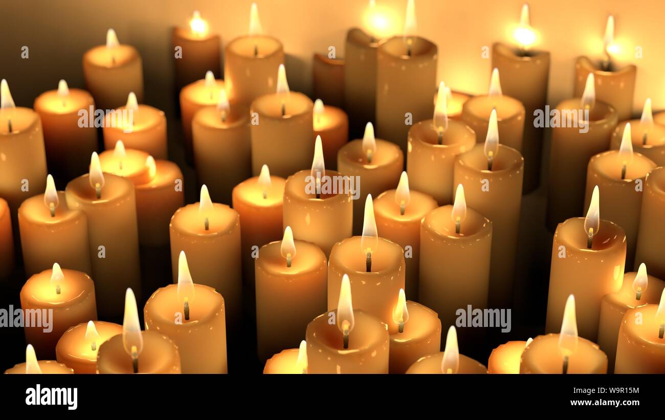 Bougies de rendu 3D Soft focus vigil deuil la vie perdue tristesse prières  Photo Stock - Alamy
