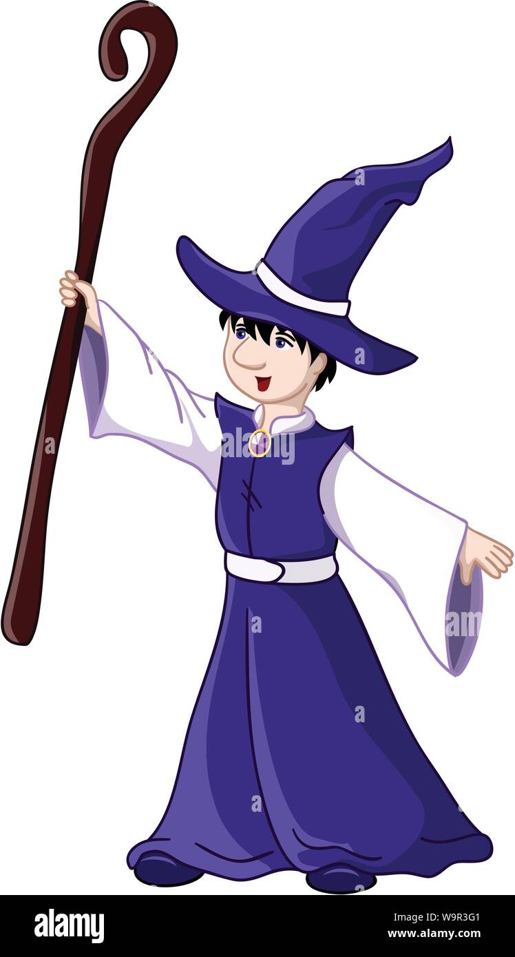 Jeune sorcier - vector illustration. Isolated over white Illustration de Vecteur