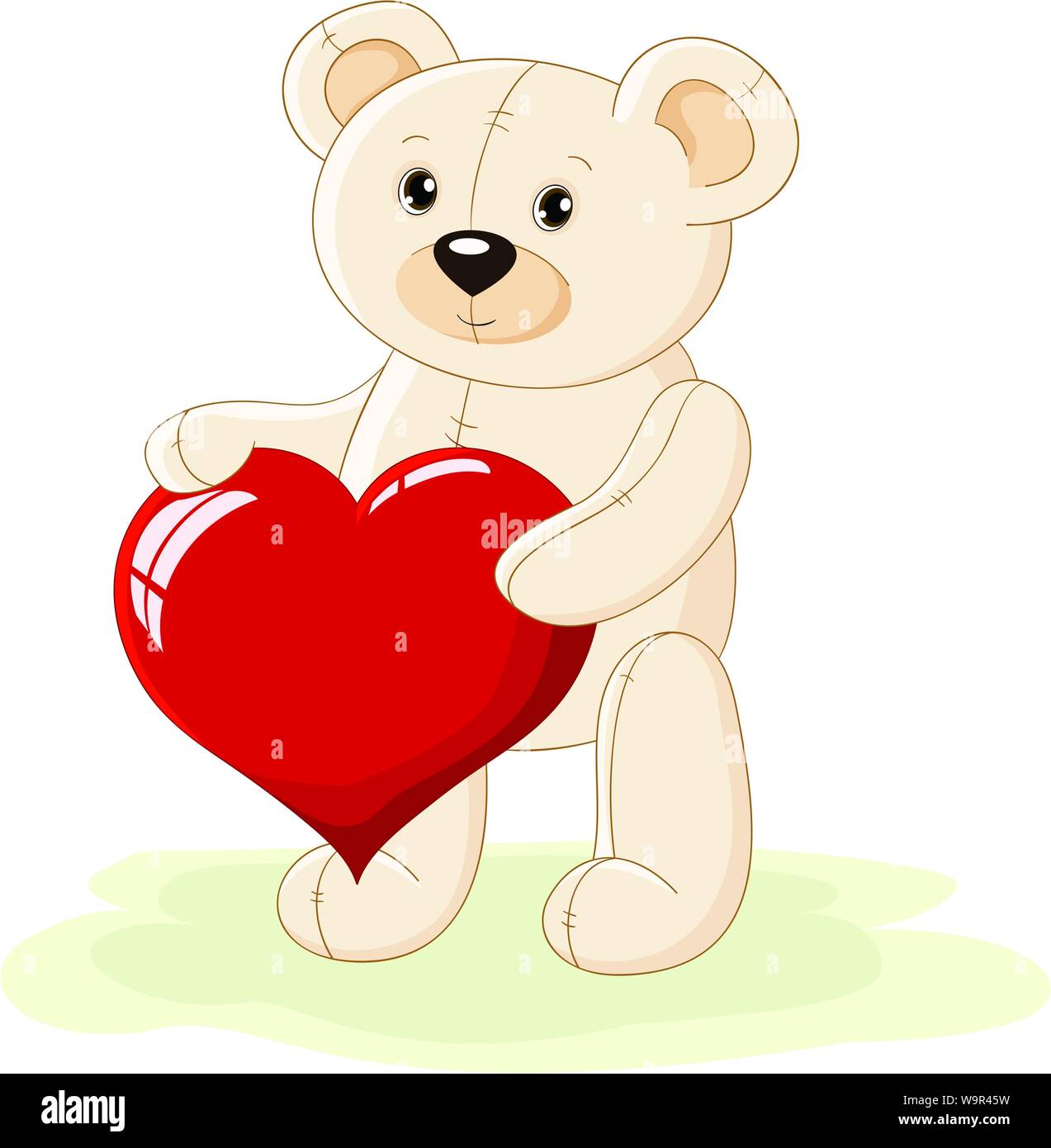 Vector Mignon Ours En Peluche Avec Coeur Rouge Image Vectorielle Stock Alamy