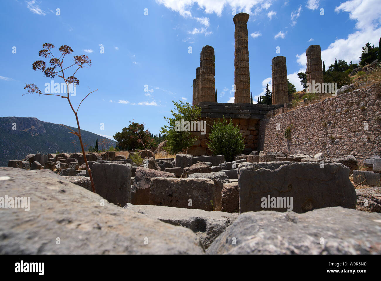 Ruines du temple d'Apollon à Delphes, en Grèce Banque D'Images