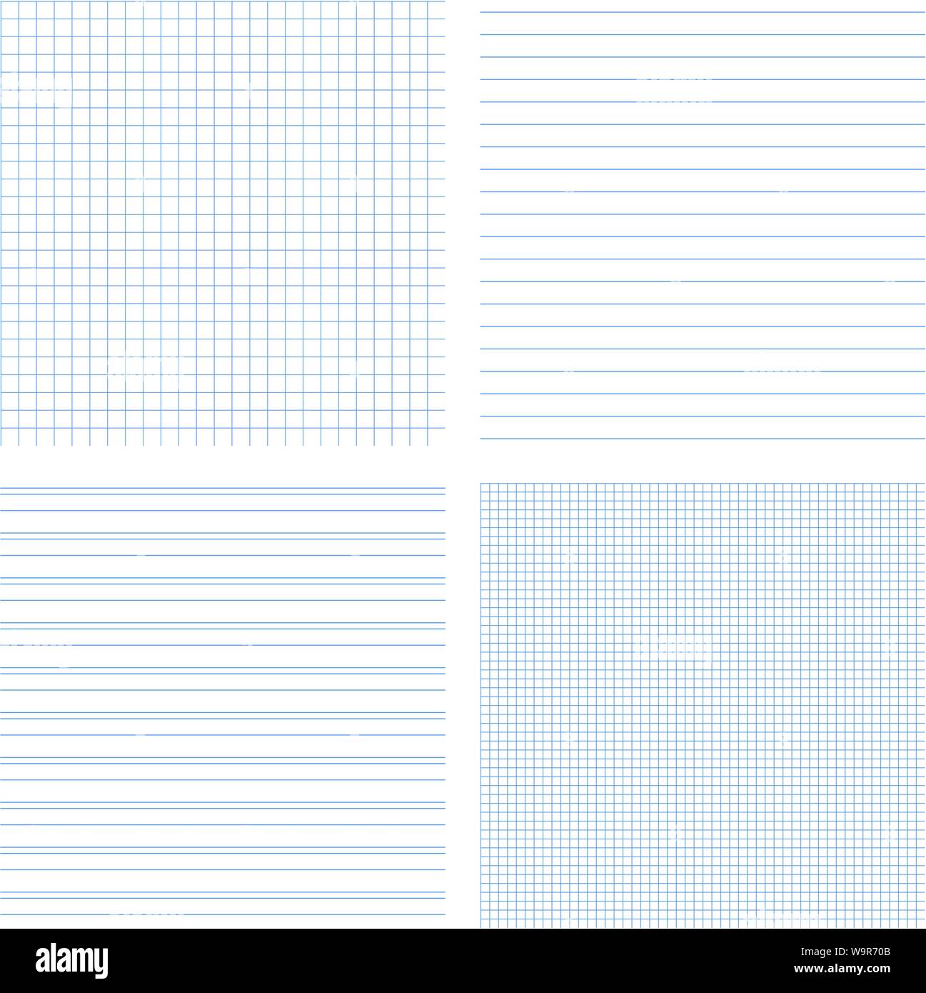 Ensemble de 4 Vecteur de textures transparente de pages du bloc-notes. Peut être utilisé pour la conception de l'éducation Illustration de Vecteur