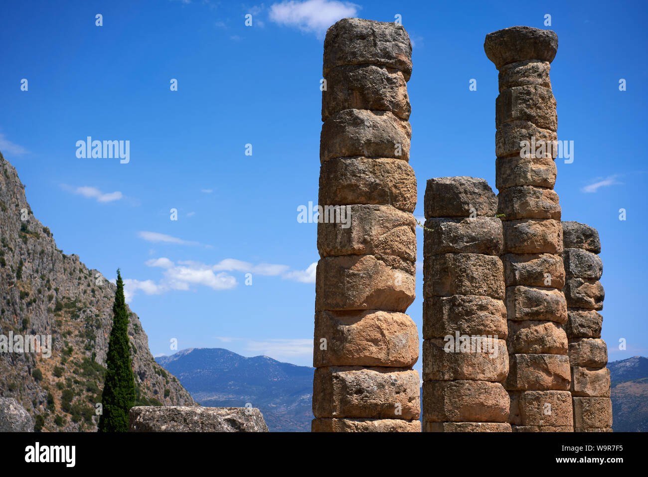 Ruines du temple d'Apollon à Delphes, en Grèce Banque D'Images