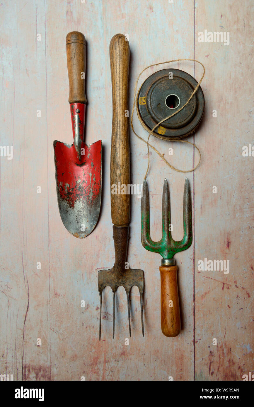 Plusieurs outils de jardinage Banque D'Images