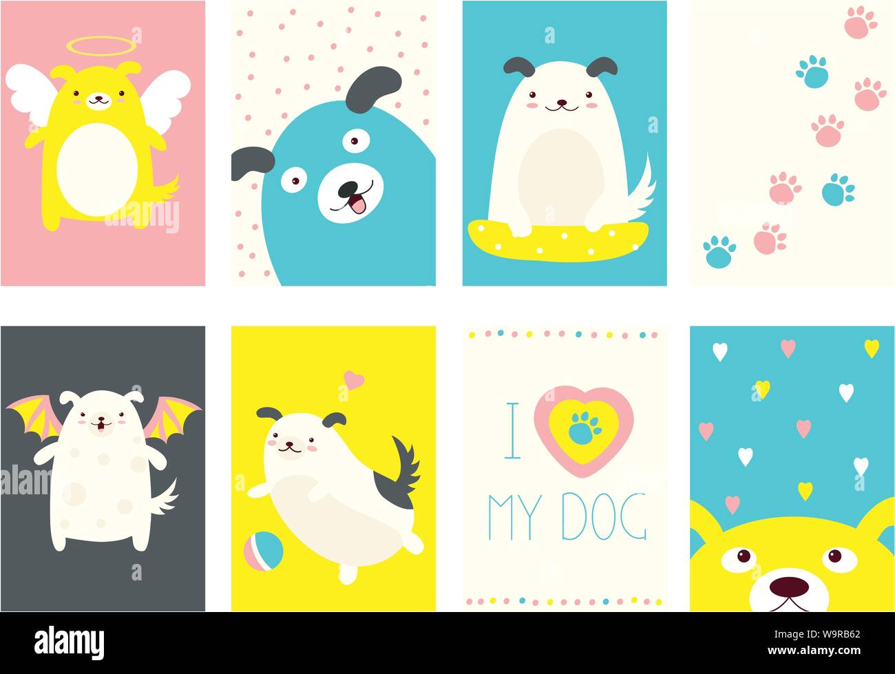 Bannière, fond, circulaire, placard dans un style dessiné à la main avec les chiens. Maison de vacances poster pour le scrapbooking. Carte de vœux pour le modèle vectoriel, décoration, Illustration de Vecteur