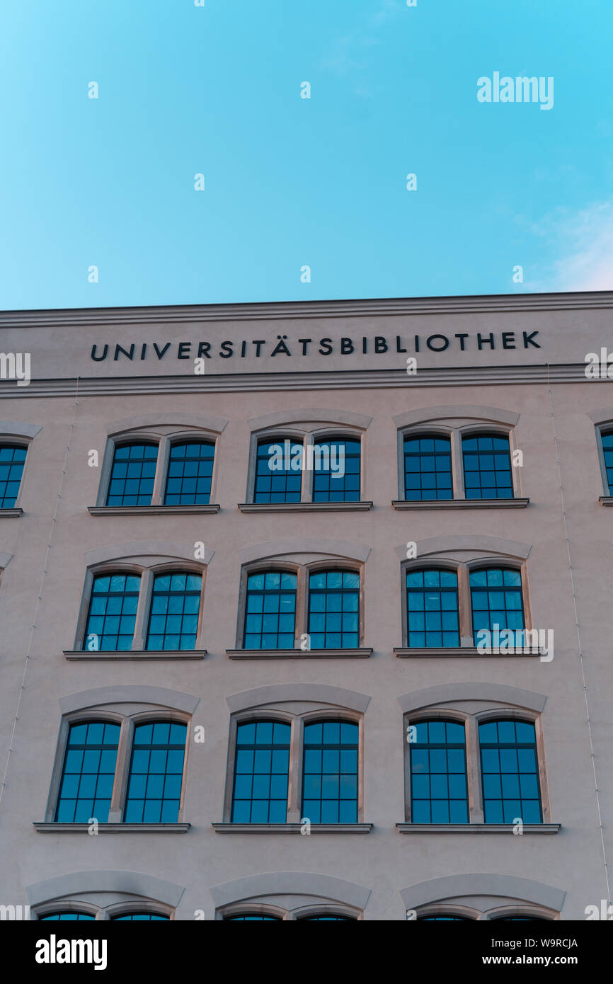 CHEMNITZ, ALLEMAGNE - le 14 août 2019 Chemnitz / Aktenspinnerei alte Universitätsbibliothek bibliothèque. de Chemnitz. Banque D'Images
