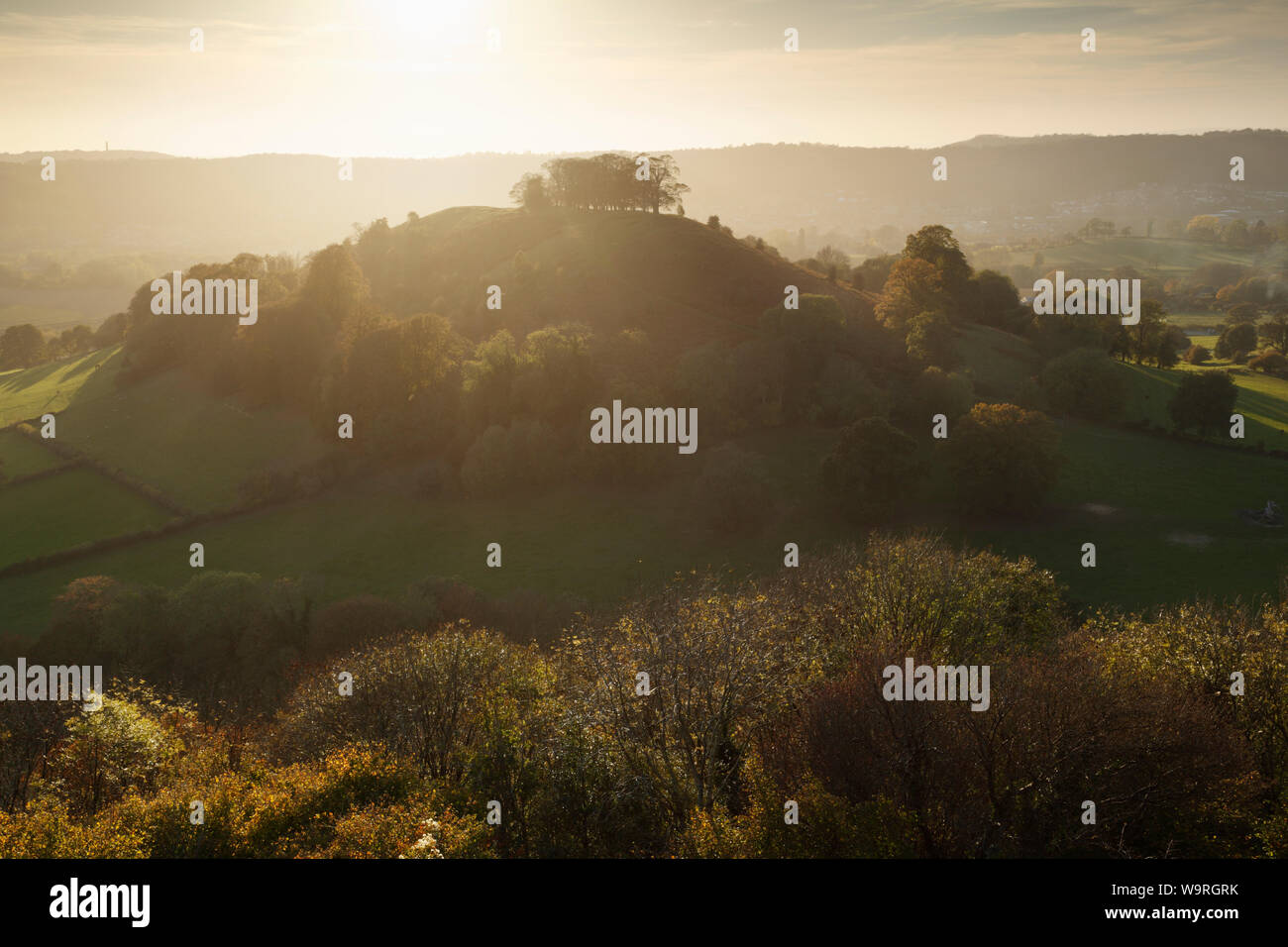 M. Downham Hill à l'automne. Les Cotswolds. Le Gloucestershire. UK. Banque D'Images