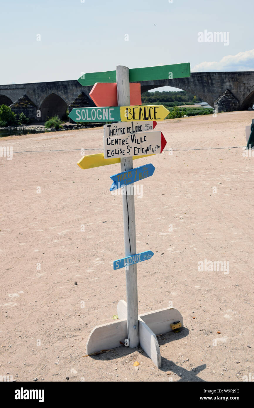 Summer Temporary beach, Beaugency, Loire, France, juillet 2019 Banque D'Images