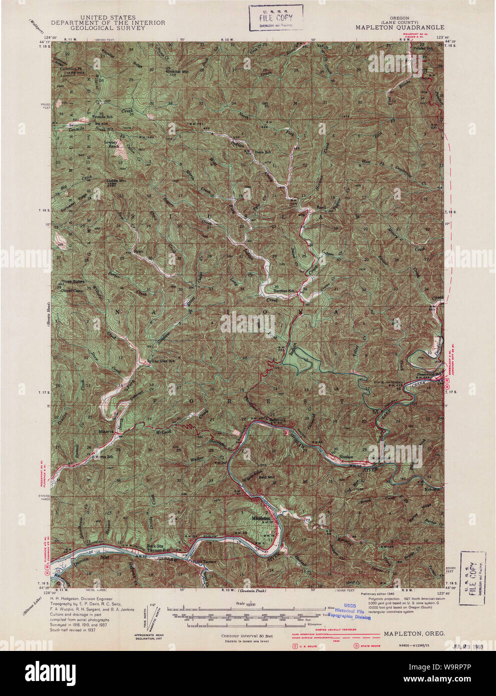 Carte de l'USGS Topo Oregon Mapleton 2826821940 Restauration 62500 Banque D'Images