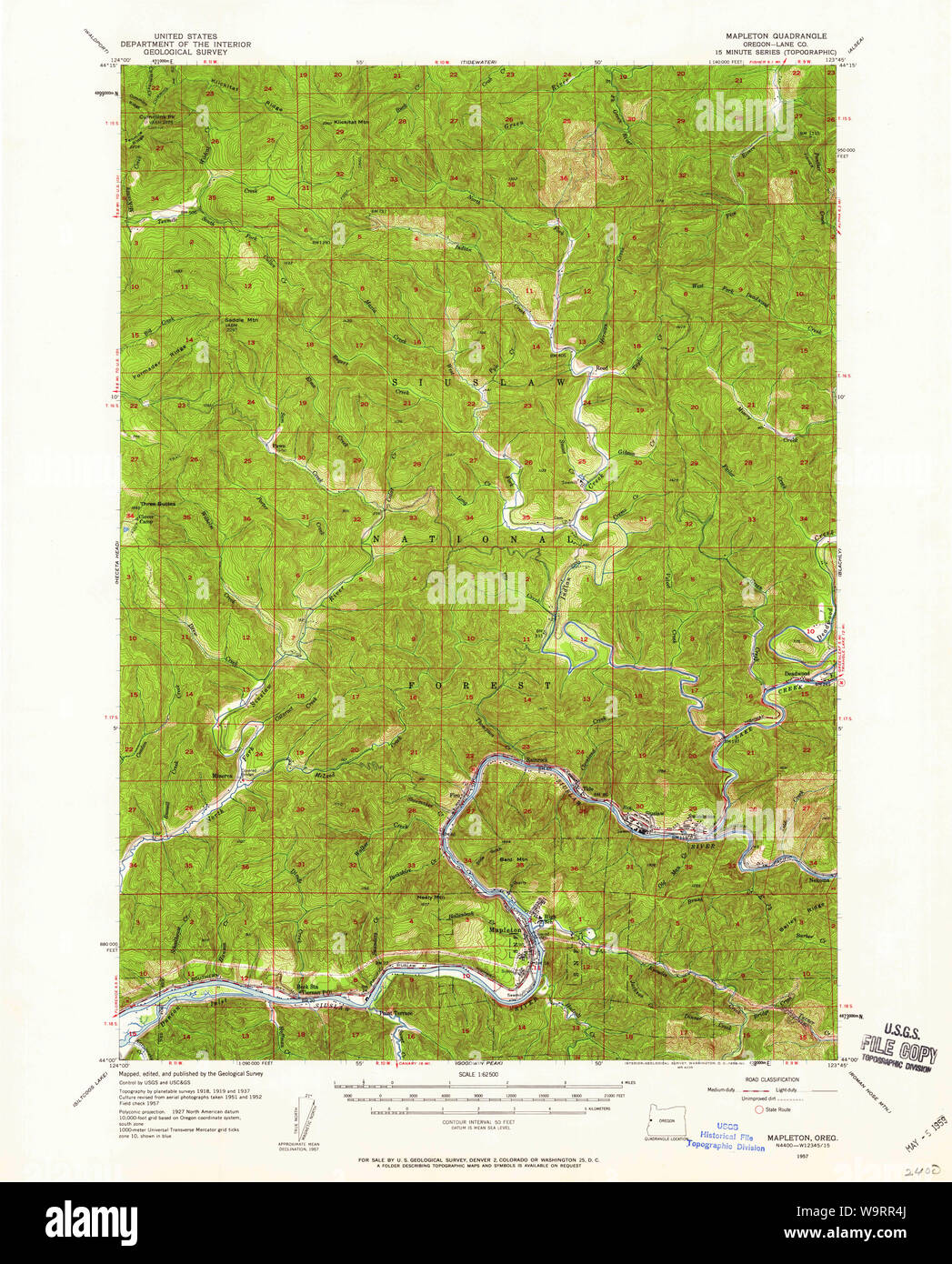 Carte de l'USGS Topo Oregon Mapleton 2826851957 Restauration 62500 Banque D'Images