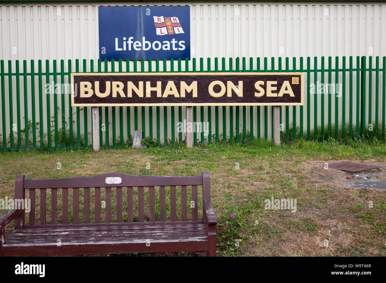 Souvenirs de la plate-forme signe du Somerset et du dorset ligne de chemin de fer à Burnham on sea, dans le Somerset. Banque D'Images