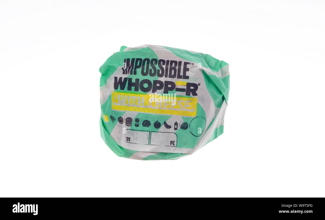Burger King Whopper impossible avec le fromage en pack Banque D'Images