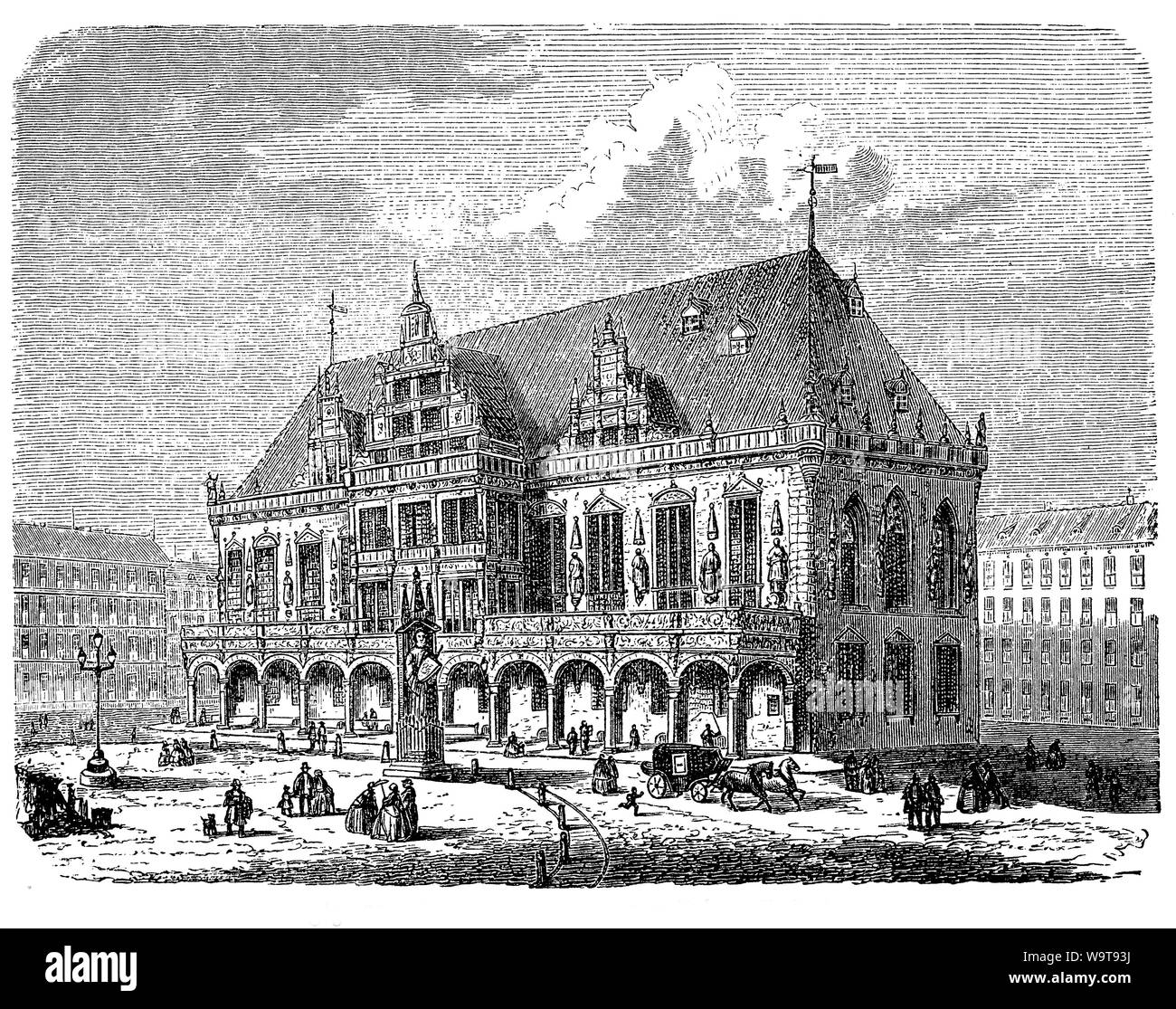 Hôtel de ville de Brême et statue de Roland le paladin médiévale Banque D'Images