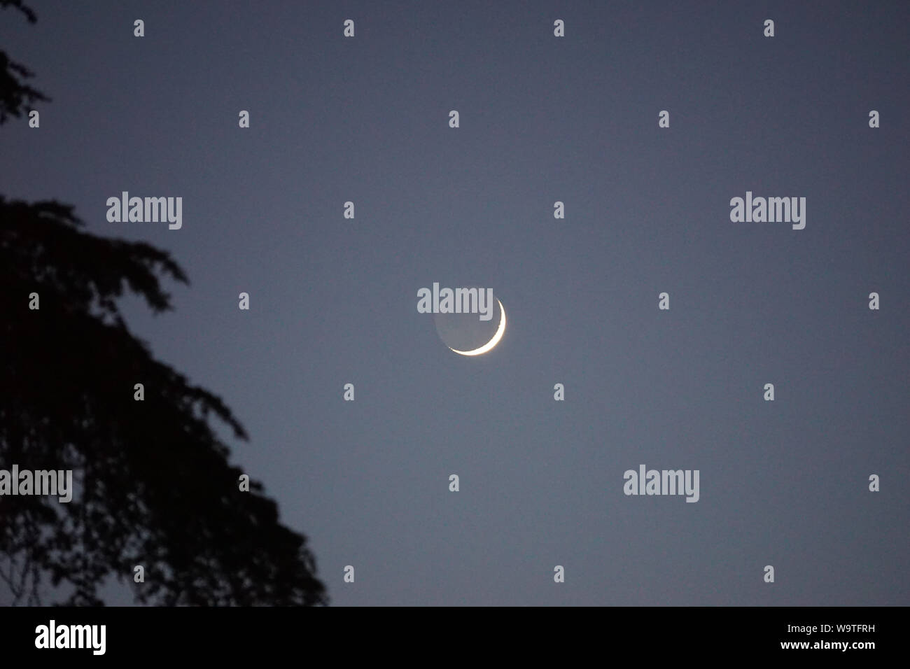 La Nouvelle Lune dans les bras de la Vieille Banque D'Images