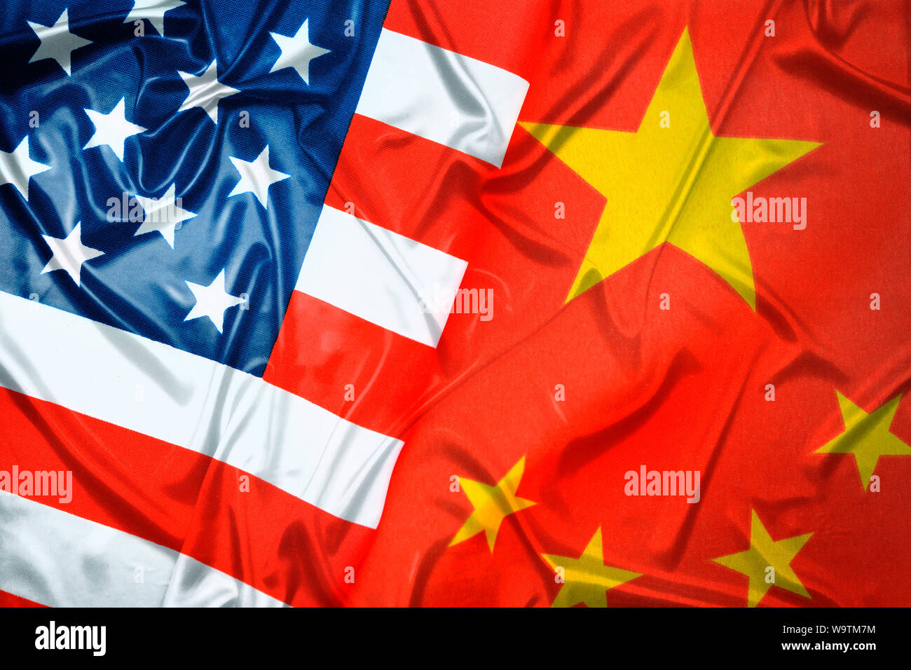 Drapeaux des USA et de la Chine Banque D'Images