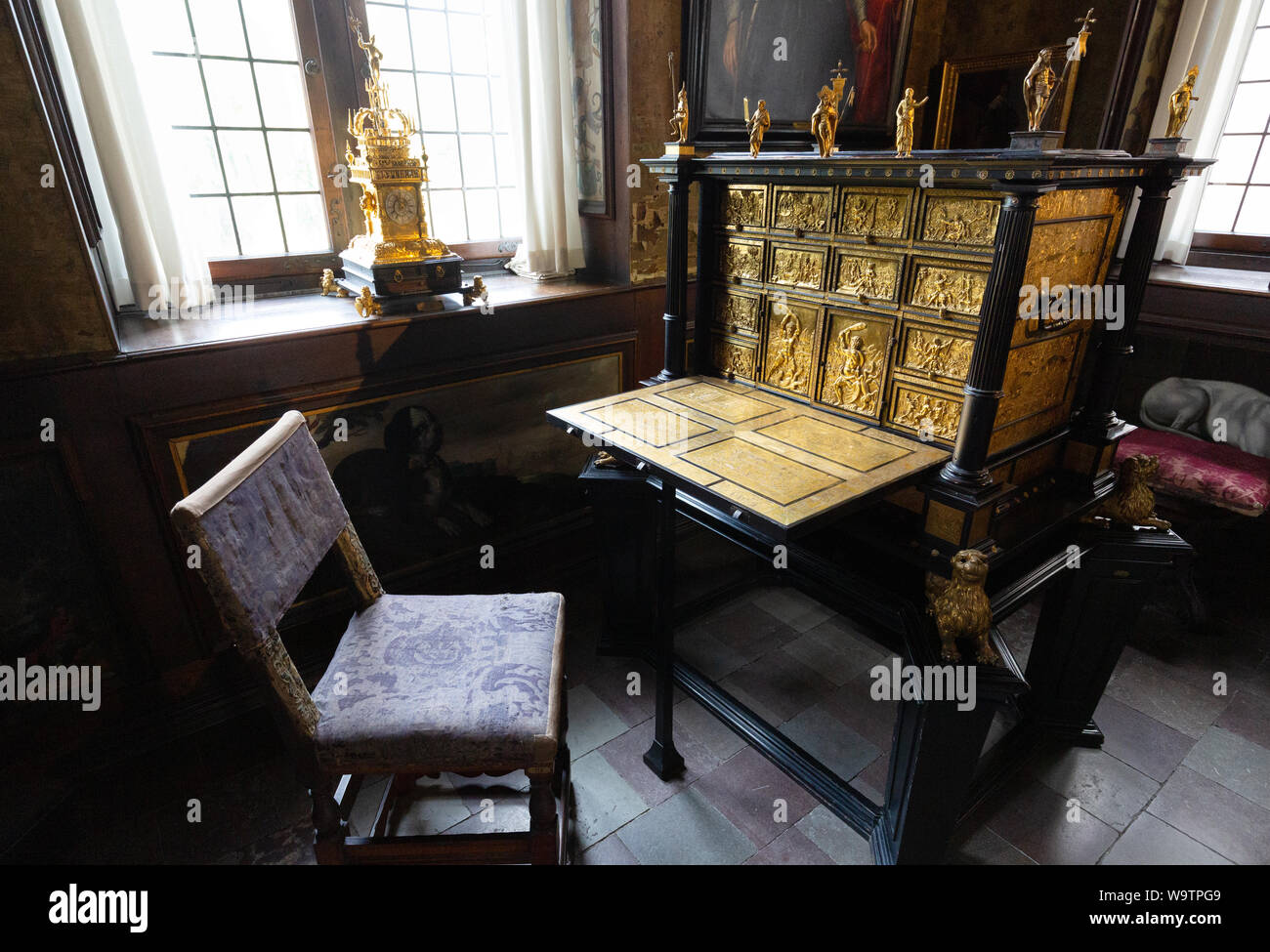 Rosenborg Slot intérieur - Christian IV's salle d'écriture ; rez-de-chaussée, château de Rosenborg, Danemark Copenhague Scandinavie Europe Banque D'Images