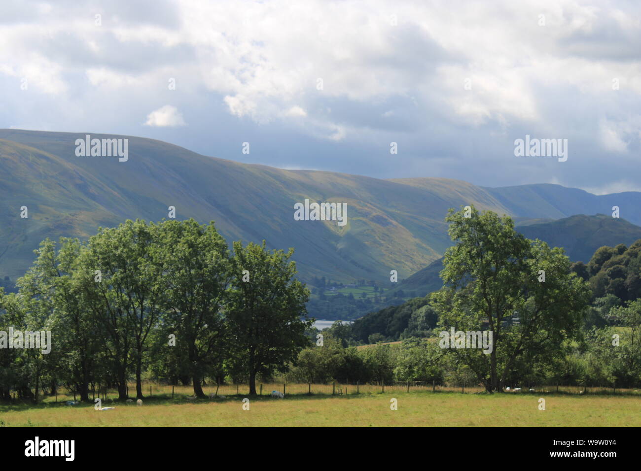 Campagne anglaise rurales au Royaume-Uni l'été. Vue depuis peu Mell Fell, Watermillock de Ornans dans le Lake District Cumbria UK. Banque D'Images