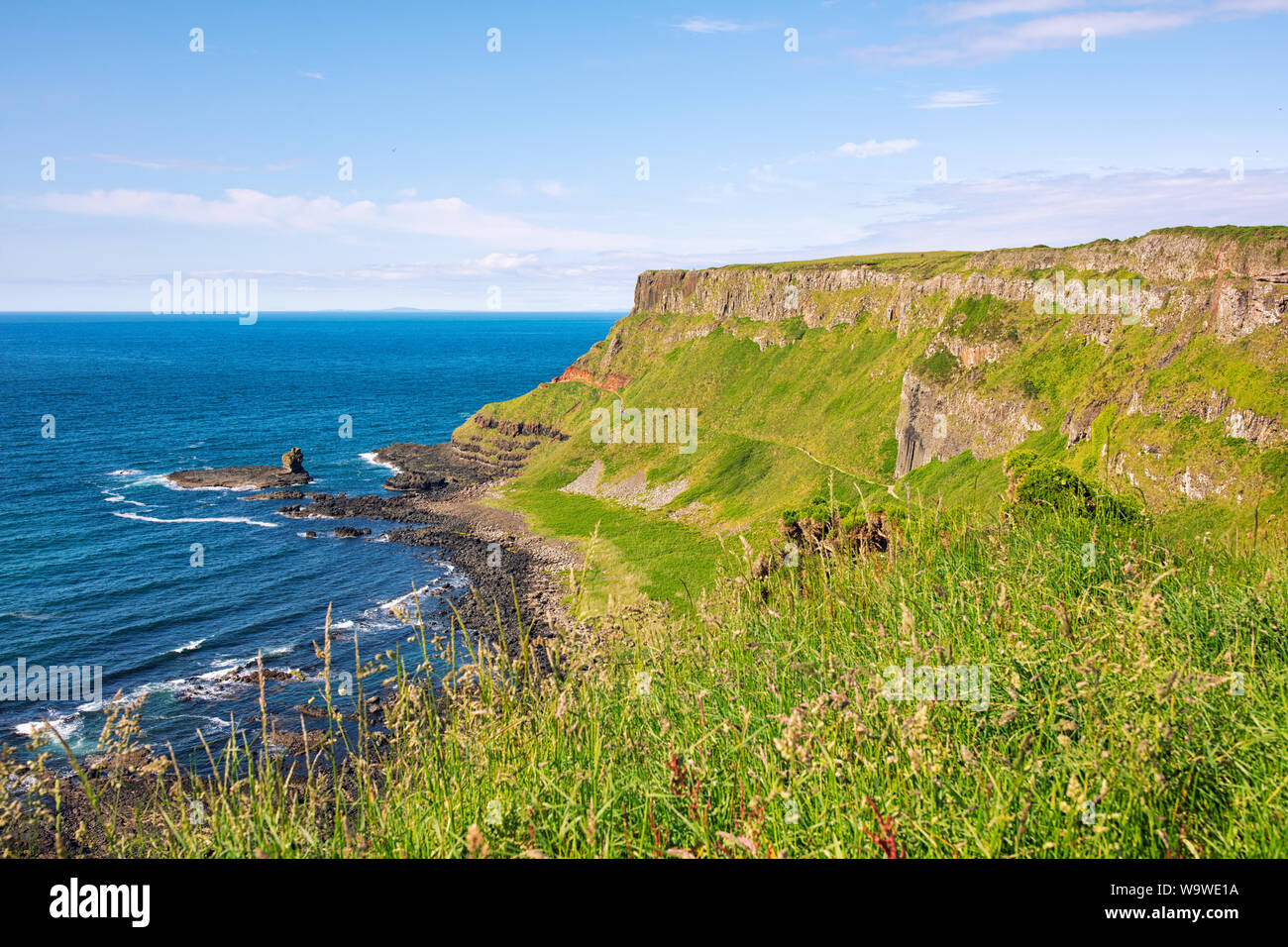 Chaussée des géants d'été,Côte d'Irlande du Nord Banque D'Images